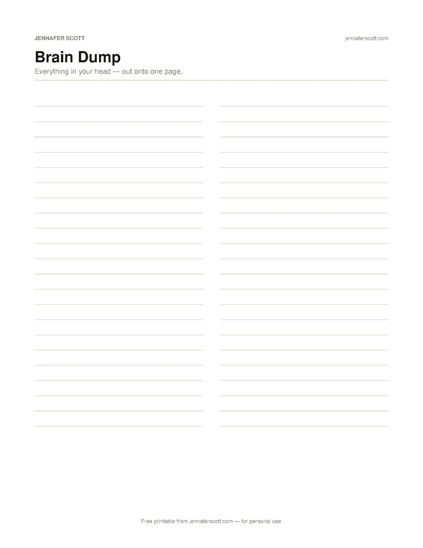 Free Printable Brain Dump — printable preview