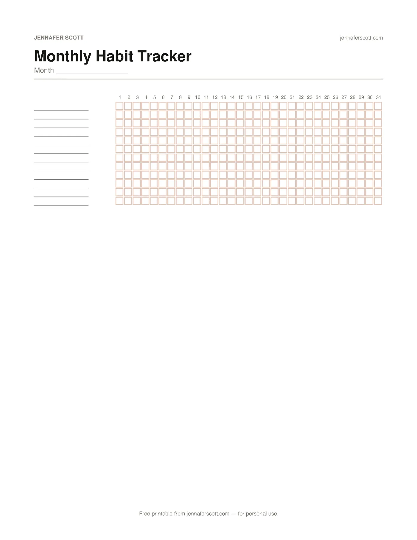 Free Printable Habit Tracker — printable preview