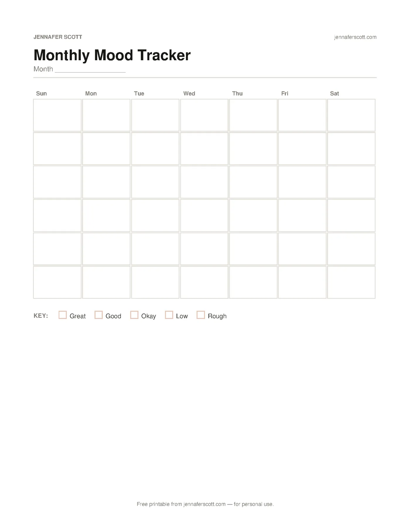 Free Printable Mood Tracker — printable preview