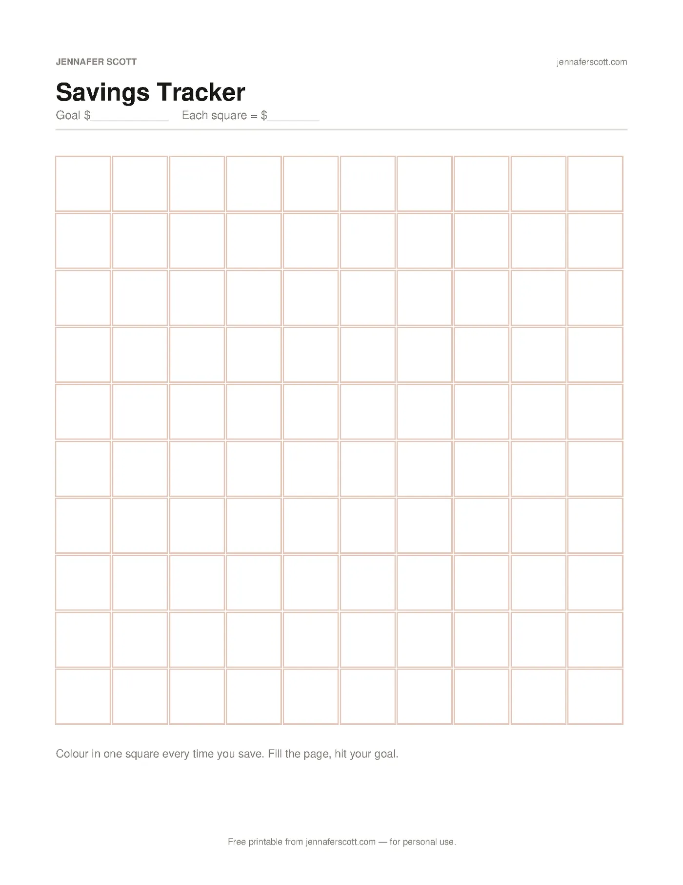 Free Printable Savings Tracker — printable preview